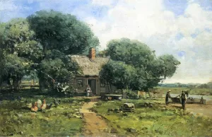 A Farm Along the River by Andrew W. Melrose Oil Painting