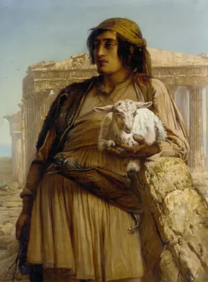 A Shephard Boy Standing Before the Pantheon by Anna Maria Elisabeth Jerichau-Baumann Oil Painting