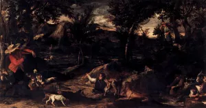 Hunting by Annibale Carracci Oil Painting