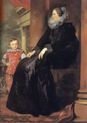 Genoese Noblewoman with Her Son by Anthony Van Dyck Oil Painting