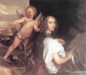 Portrait of a Girl as Erminia Accompanied by Cupid by Anthony Van Dyck Oil Painting