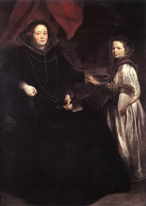 Portrait of Porzia Imperiale and Her Daughter by Anthony Van Dyck Oil Painting