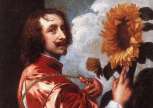 Self-Portrait with a Sunflower by Anthony Van Dyck Oil Painting