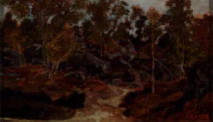 Rochers En Foret De Fontainebleau by Antoine-Louis Barye Oil Painting