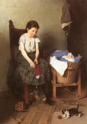Die Grosse Schwester by Anton Laupheimer Oil Painting