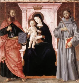 Madonna Enthroned with the Infant Christ and Saints by Antoniazzo Romano Oil Painting