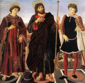 Altarpiece with Three Saints by Antonio Del Pollaiuolo Oil Painting