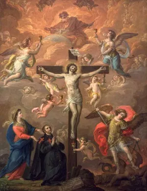 Crucifixion with St Michael by Antonio Gonzalez Velazquez Oil Painting
