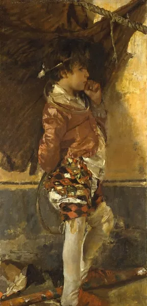 A Circus Boy by Antonio Mancini Oil Painting