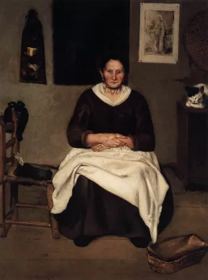 Old Woman Seated by Antonio Puga Oil Painting