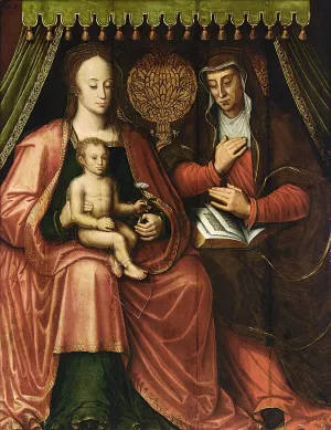 Virgin and Child with St Anne by Antoon Claeissens Oil Painting
