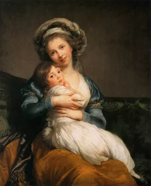 Self-Portrait with Her Daughter, Julie by Elisabeth Vigee-Lebrun Oil Painting