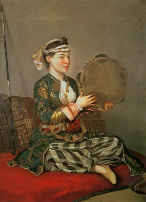 Turkish Woman with a Tambourine by Etienne Liotard Oil Painting