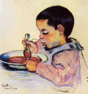 Child Eating Soup by Armand Guillaumin Oil Painting