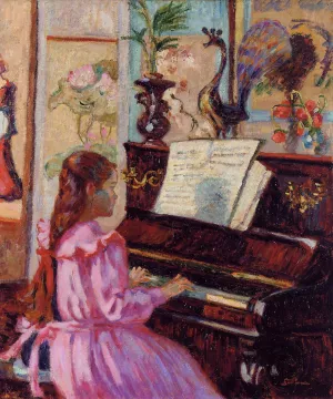 Young Girl at the Piano by Armand Guillaumin Oil Painting