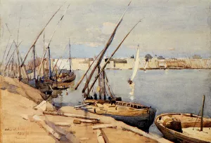 A Harbor In Cairo by Arthur Melville Oil Painting