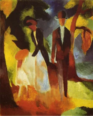 People by the Lake Oil painting by August Macke