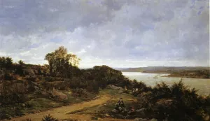 View from Plougastel, Brittany by Auguste Allonge Oil Painting