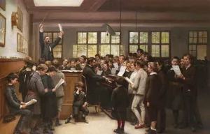 The Choir Lesson by Auguste Joseph Trupheme Oil Painting