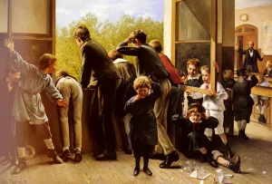 The Class Pranksters by Auguste Joseph Trupheme Oil Painting