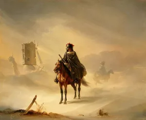 Two French Hussars on Patrol in Winter by Auguste Raffet Oil Painting
