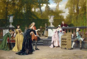 The Charming Opponent by Auguste Serrure Oil Painting