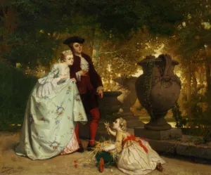 The Little Flower Seller by Auguste Serrure Oil Painting