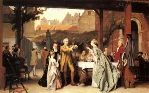 Toasting the Winner by Auguste Serrure Oil Painting