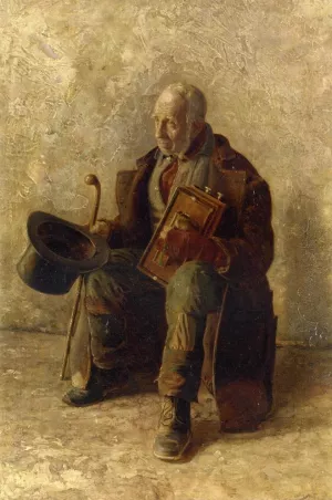 Street Musician by Augustus Maurice Friedlander Oil Painting