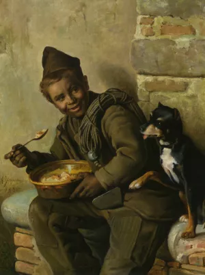 Meal Time for the Chimney Sweep by Aurelio Zingoni Oil Painting