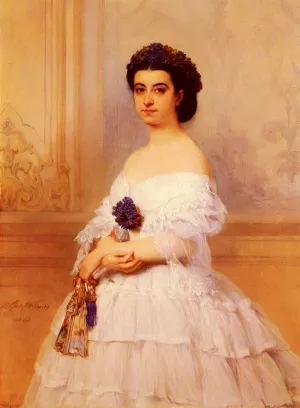 Portrait De La Marquise De Louvencourt Nee Montaud by Baron Gustave Wappers Oil Painting
