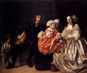Pieter Lucaszn van de Venne with Anna de Carpentier and Child by Bartholomeus Van Der Helst Oil Painting