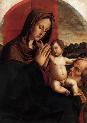 Madonna and Child with St Joseph by Bartolomeo Montagna Oil Painting