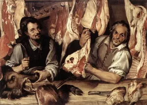 The Butcher's Shop by Bartolomeo Passerotti Oil Painting