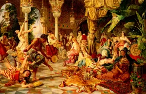 Entertainment In The Harem by Belisario Gioja Oil Painting