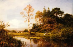 A Fine Autumn Morning by Benjamin Williams Leader Oil Painting