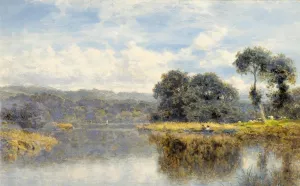 A Fine Day on the Thames by Benjamin Williams Leader Oil Painting