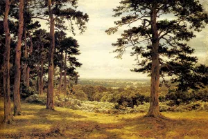 A Peep Through The Pines by Benjamin Williams Leader Oil Painting