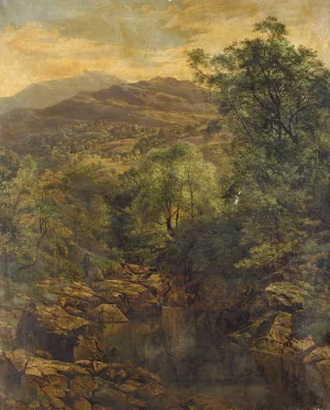 A Quiet Pool in Glenfalloch by Benjamin Williams Leader Oil Painting