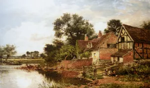 An Old Worcestershire Manor House by Benjamin Williams Leader Oil Painting