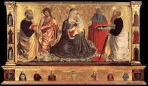 Madonna and Child with Sts John the Baptist, Peter, Jerome, and Paul by Benozzo Di Lese Di Sandro Gozzoli Oil Painting