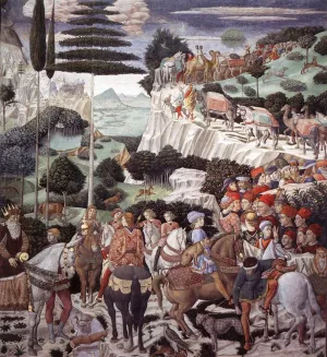 Procession of the Oldest King West Wall by Benozzo Di Lese Di Sandro Gozzoli Oil Painting