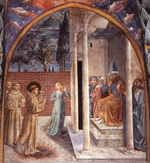 Scenes from the Life of St Francis Scene 10, North Wall by Benozzo Di Lese Di Sandro Gozzoli Oil Painting