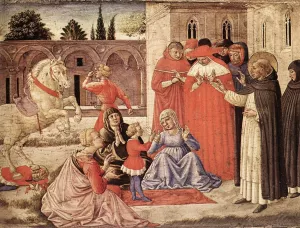 St Dominic Reuscitates Napoleone Orsini by Benozzo Di Lese Di Sandro Gozzoli Oil Painting