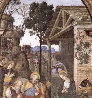 Adoration of the Christ Child Detail Oil painting by Bernardino Pinturicchio