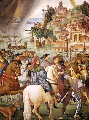 No. 1: Enea Piccolomini Leaves for the Council of Basel Detail by Bernardino Pinturicchio Oil Painting