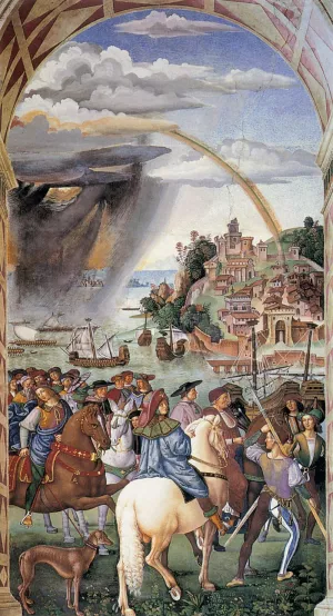 No. 1: Enea Piccolomini Leaves for the Council of Basel by Bernardino Pinturicchio Oil Painting