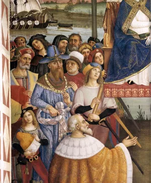 No. 10: Pope Pius II Arrives in Ancona Detail by Bernardino Pinturicchio Oil Painting
