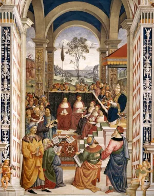 No. 8: Pope Pius II at the Congress of Mantua by Bernardino Pinturicchio Oil Painting