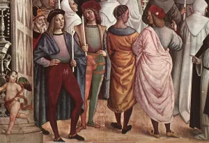 No. 9: The Canonization of Catherine of Siena by Pope Pius II Detail by Bernardino Pinturicchio Oil Painting